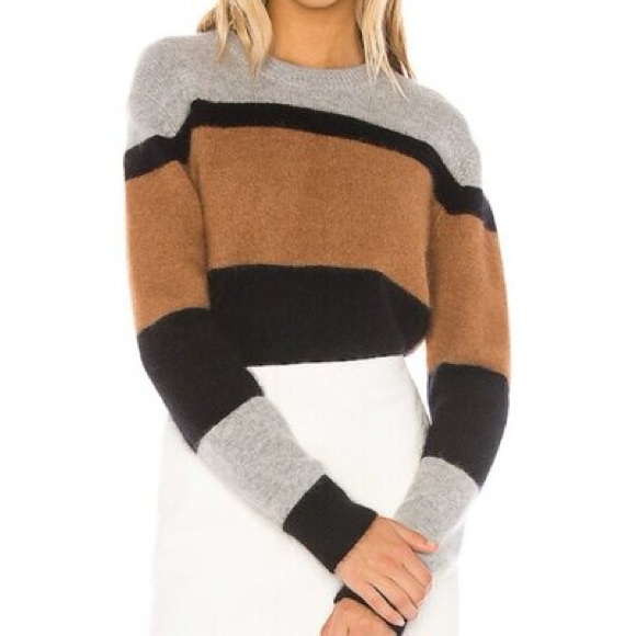 360 Sweater Striped Cashmere Sweater - Gray, Brown, and Black - Picture 1 of 8